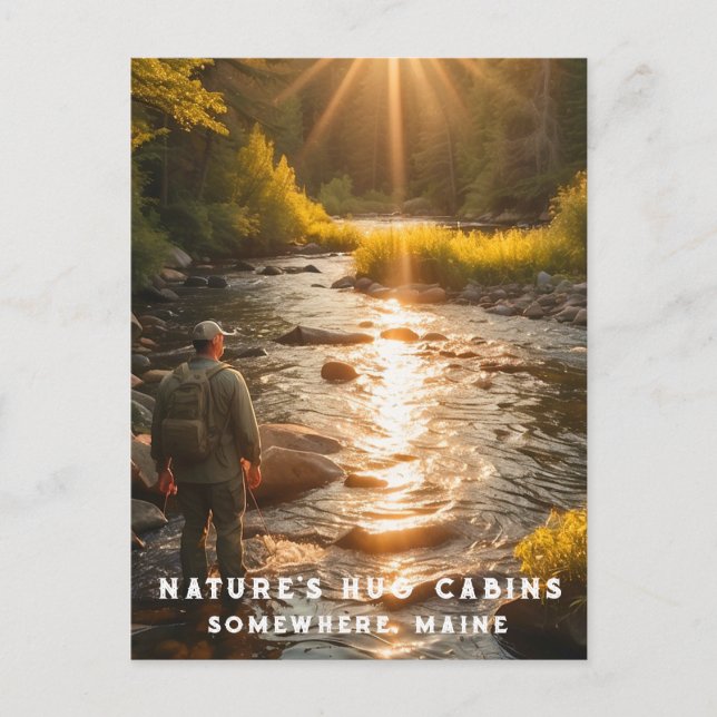 *~* Man Fishing Stream Maine Peace AP49 Nature Postcard (Front)