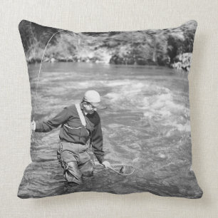 Man Fishing Throw Pillow
