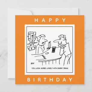 Man Flattering a Barmaid in a Pub Cartoon Card