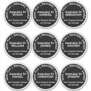 Man Flu Bravery Award Personalized Sticker