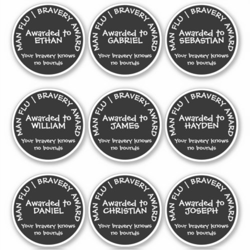 Man Flu Bravery Award Personalized Sticker