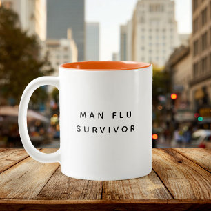Man Flu Survivor Funny Gag Gift for him Two-Tone Coffee Mug