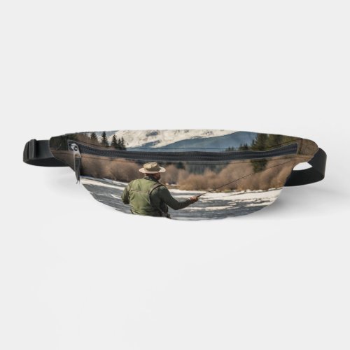 Man Fly Fishing in River Fanny Pack