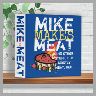 Man food grilling personalized cookbook recipe 3 ring binder