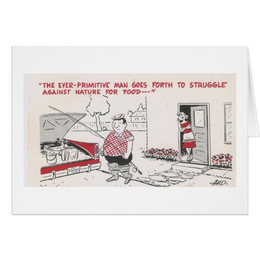 Man Food Grilling Vintage Humor Cards (Front Horizontal)
