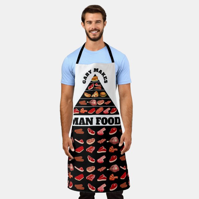 Man food meat personalized cooking grilling apron (Worn)