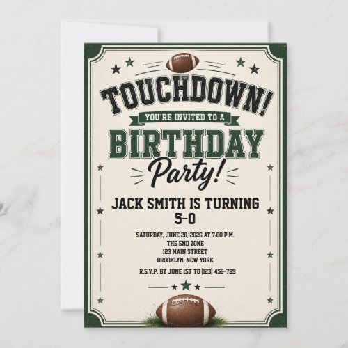 Man Football Custom Birthday Invitation