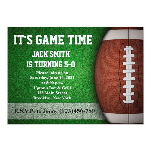 Man Football Custom Birthday Invitation | Zazzle