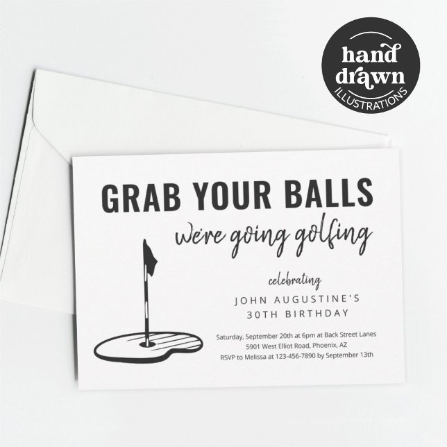 Man Funny Golf Birthday Retirement Bachelor Party Invitation (Creator Uploaded)