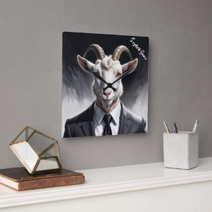 Man goat lawyer fantasy beast animal gray art square wall clock