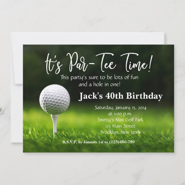 Man Golf Birthday Invitation (Front)