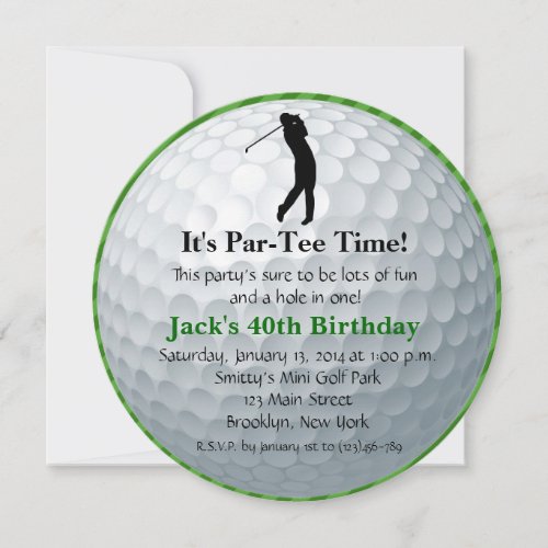 Man Golf Birthday Invitation