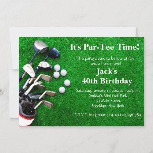 Man Golf Birthday Invitation