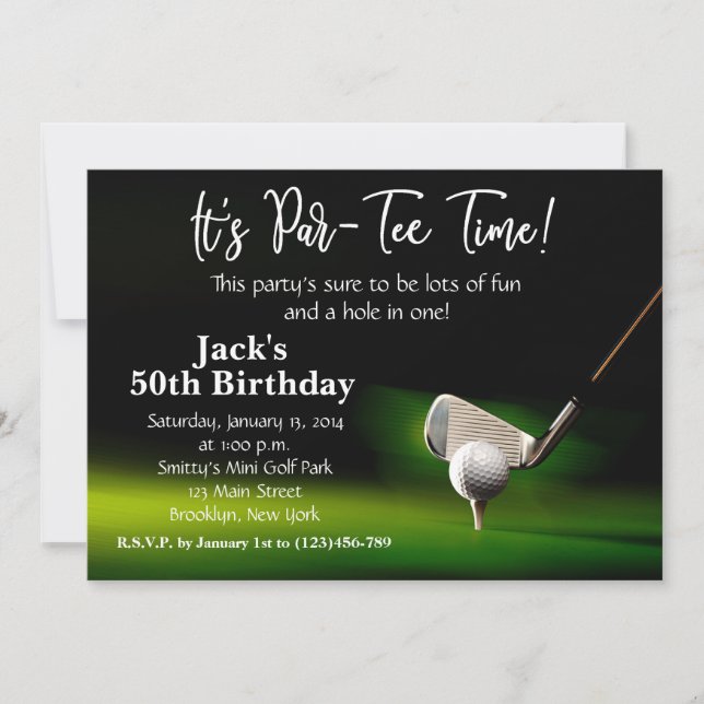 Man Golf Birthday Invitation (Front)