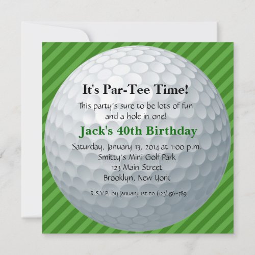 Man Golf Birthday Invitation