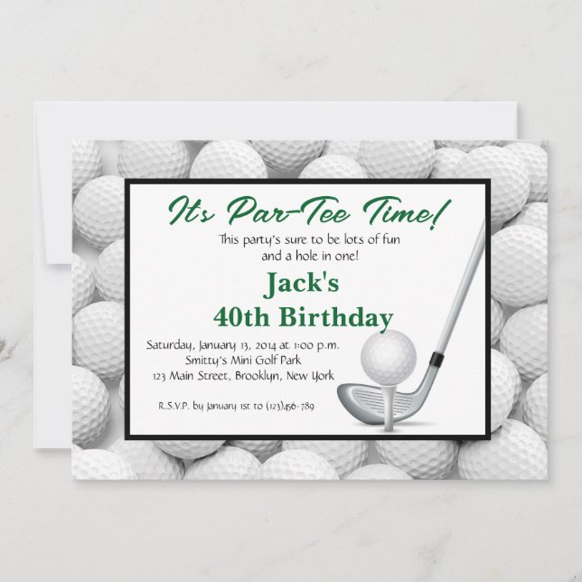 Man Golf Birthday Invitation (Front)