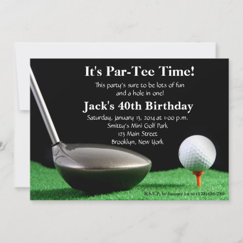 Man Golf Birthday Invitation