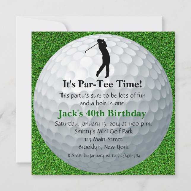 Man Golf Birthday Invitation (Front)