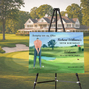 Man Golf Player Swinging Into My 50th Birthday Foam Board