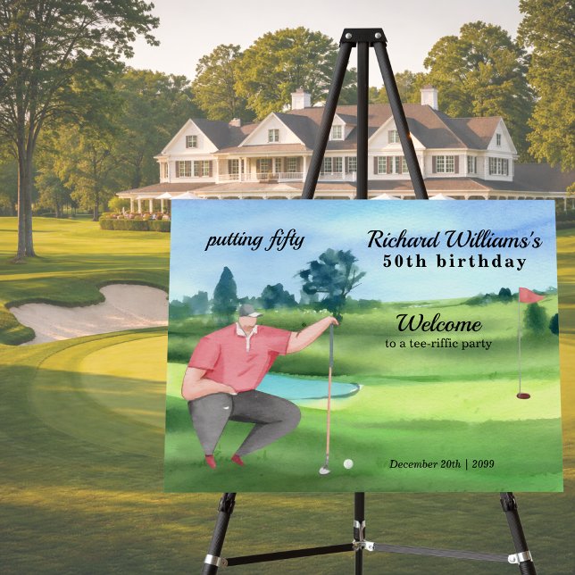 Man Golf Putting Fifty 50th Birthday Foam Board (Creator Uploaded)