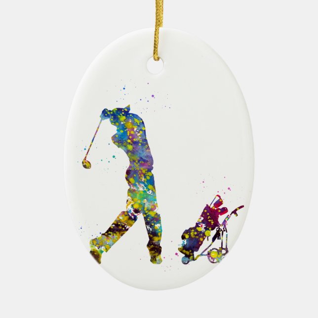 Man golfer ceramic ornament (Front)