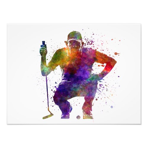 man golfer crouching  silhouette photo print