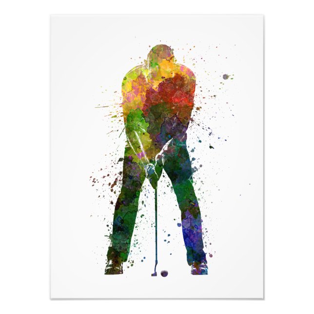 man golfer putting silhouette photo print (Front)