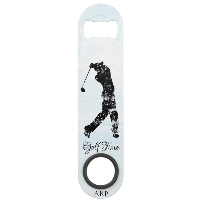 *~* Man Golfing Golf Course Tree Pond Golfer Bar Key (Back)