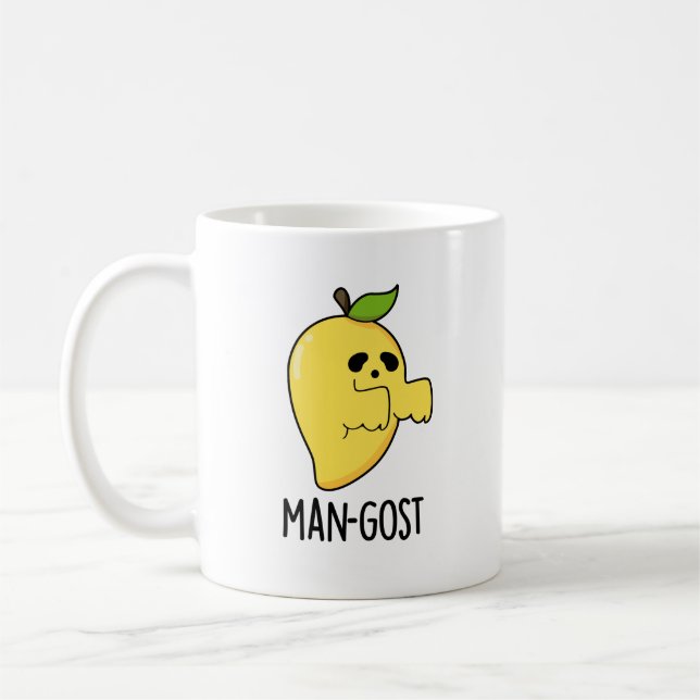 Man-gost Funny Halloween Mango Ghost Pun  Coffee Mug (Left)