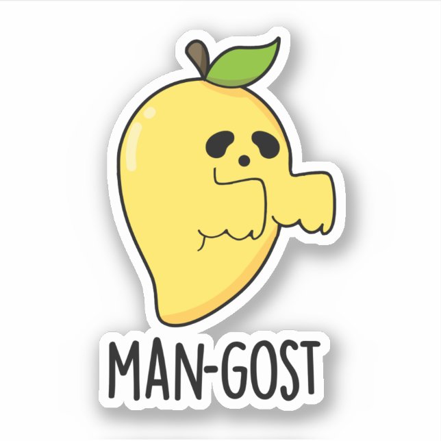 Man-gost Funny Halloween Mango Ghost Pun  Sticker (Front)