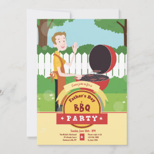 Man Grilling in Backyard Invitation
