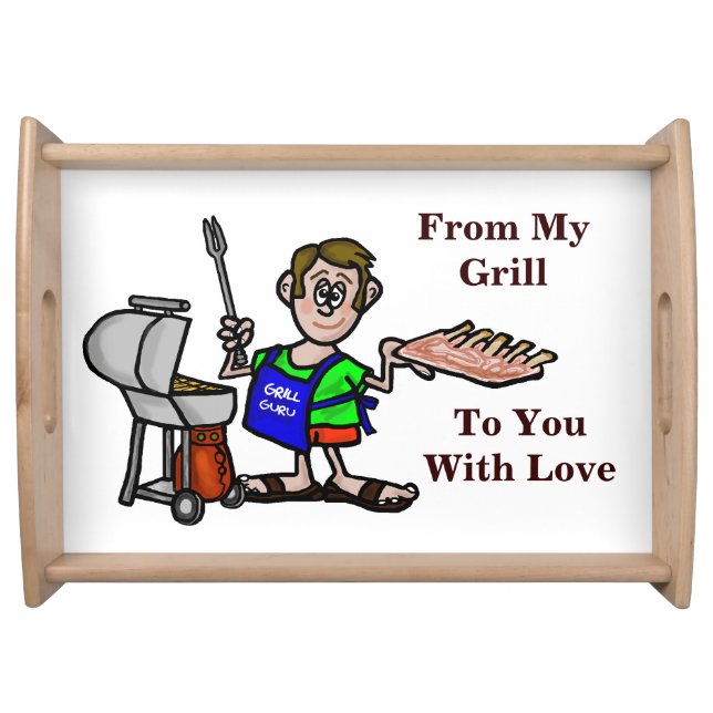Man Grilling Ribs BBQ Tray  Customize It! (Front)
