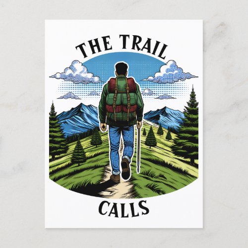 Man Hiking a Trail like the AT Postcard