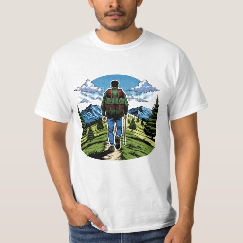 Man Hiking a Trail like the AT T_Shirt
