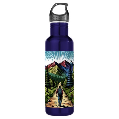 Man Hiking the Trails Stainless Steel Water Bottle