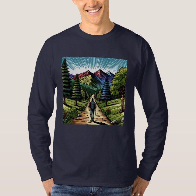 Man Hiking the Trails T-Shirt (Front)