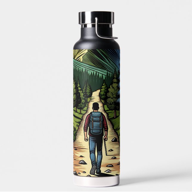 Man Hiking the Trails Water Bottle (Left)