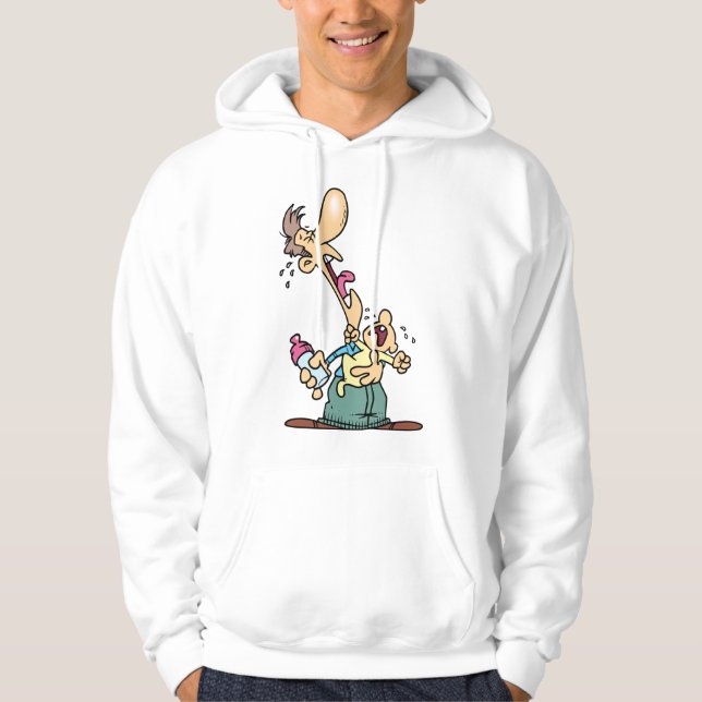Man Holding A Crying Baby Mens Hoodie (Front)
