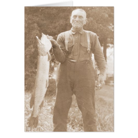 Man Holding a Fish Cards (Front)