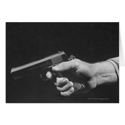 Man Holding Gun Cards (Front Horizontal)