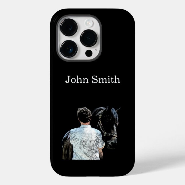 Man Holding Horse Dark Cell Phone Case (Back)