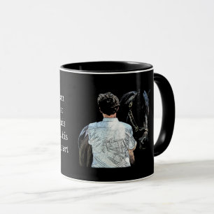Man Holding Horse Dark Coffee Mug