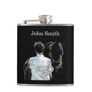 Man Holding Horse Dark Drink Flask
