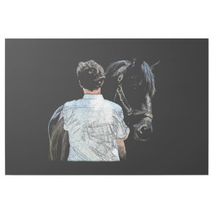 Man Holding Horse Dark Gallery Wrap