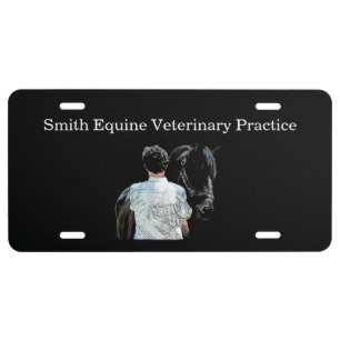Man Holding Horse Dark License Plate