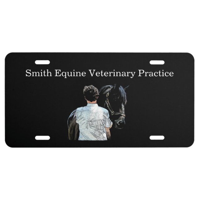 Man Holding Horse Dark License Plate (Front)