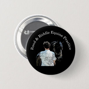 Man Holding Horse Dark Pin Button