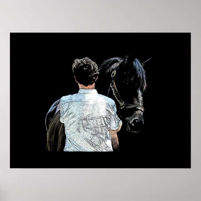 Man Holding Horse Dark Poster (Front)