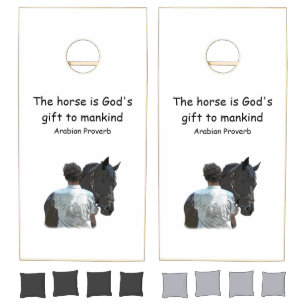 Man Holding Horse Light Cornhole Set