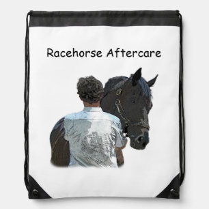 Man Holding Horse Light Drawstring Backpack
